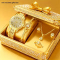 6pcs/set Watches for Women, Luxury Jewelry Set with 5pcs - Bracelet, Necklace, Earrings, Ring Jewelry for Women Set, Elegant Womens Watches, Valentine's Day Birthday Gifts for Women, Reloj De Mujer, Watches for Women, No Boxes.
