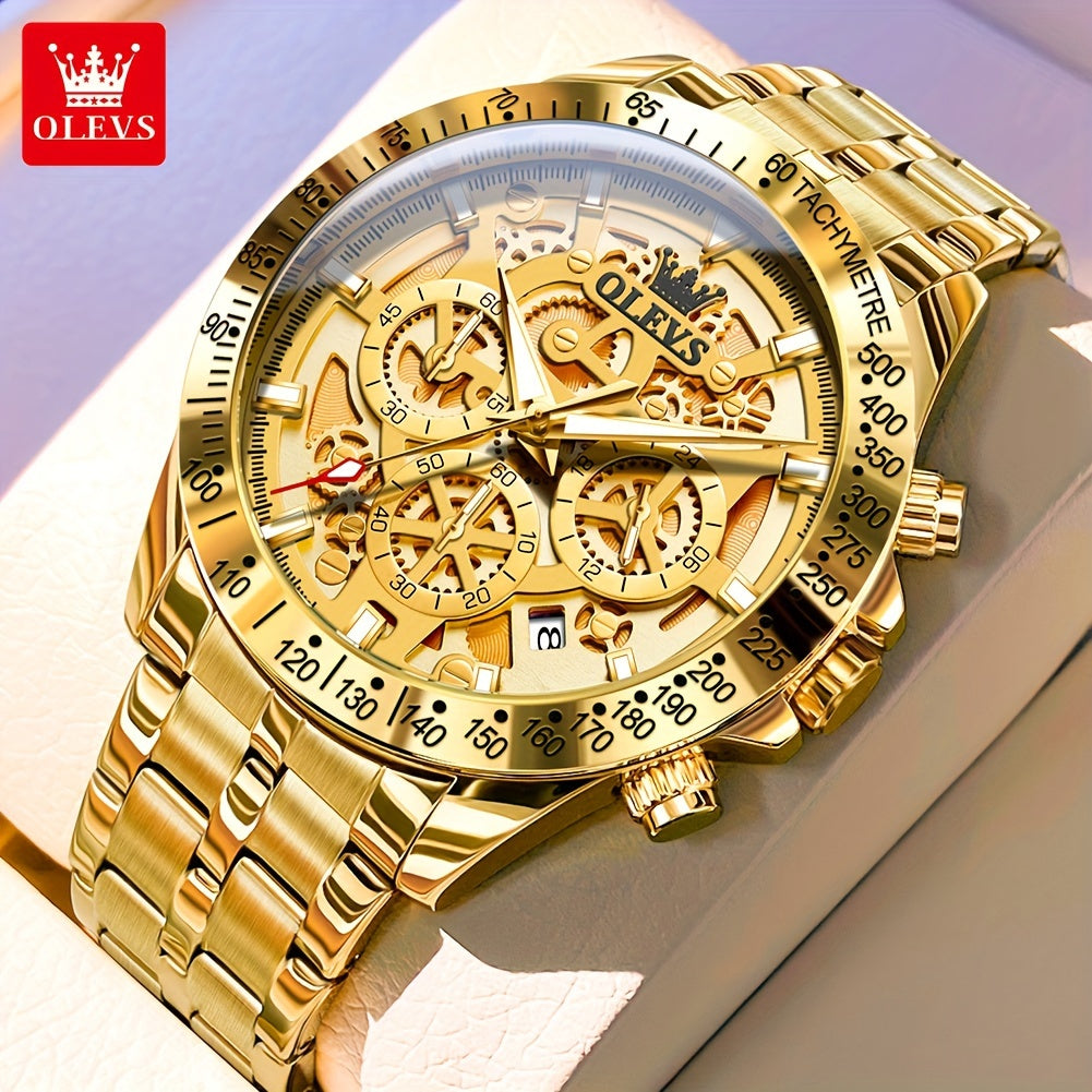 OLEVS Watch Men Stainless Steel Watches Luxury Chronograph Multifunction Men Wrist Watch with Date Business Classic Dress Watch for Men Gift for Men Reloj De Hombre