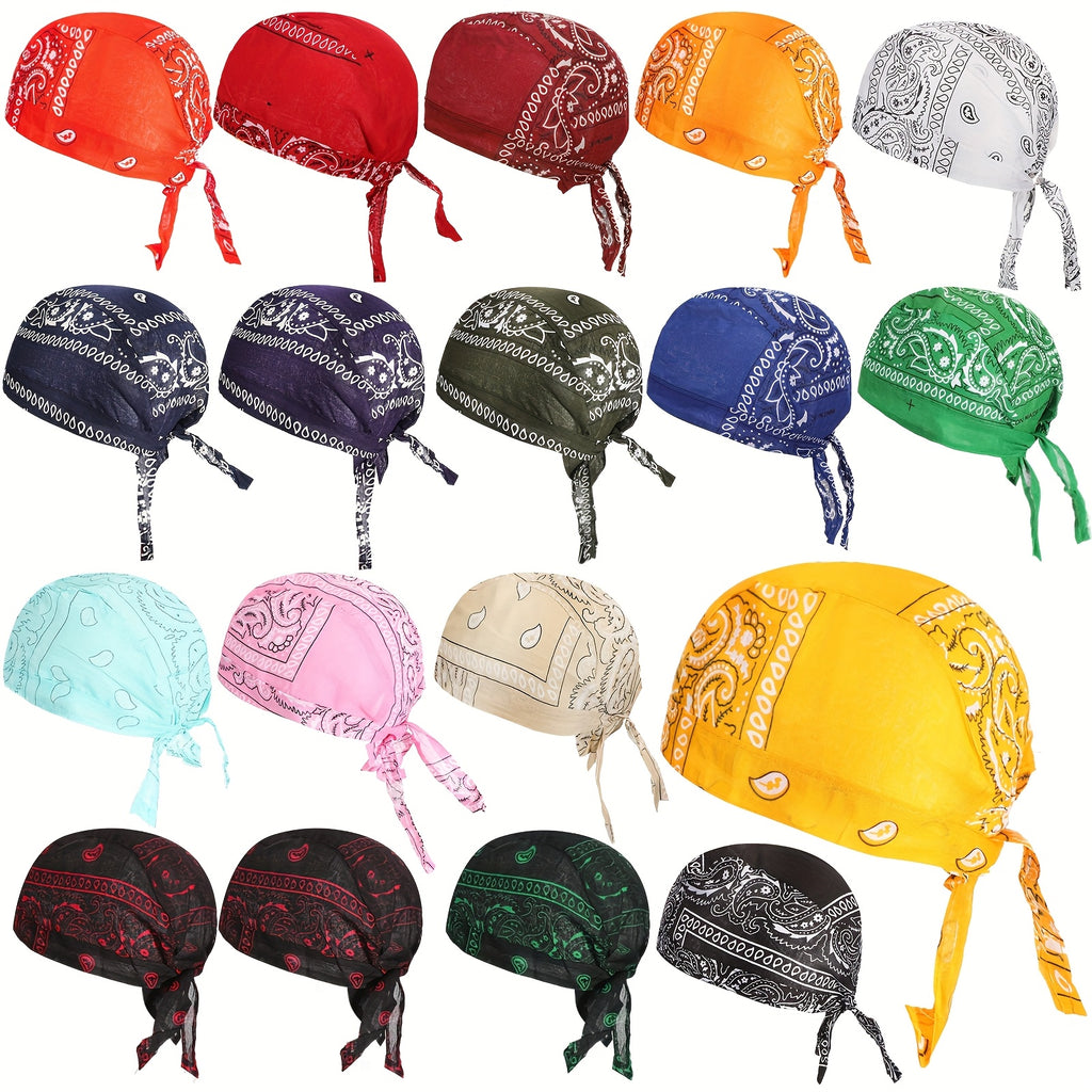 [Quick-Drying Hats] 18pcs Do Rag Skull Cap Paisley Pattern Bandanna Biker Head Wraps Quick-Drying Hats, Sweat Wicking Beanie for Men And Women, Multicolor, 4XL