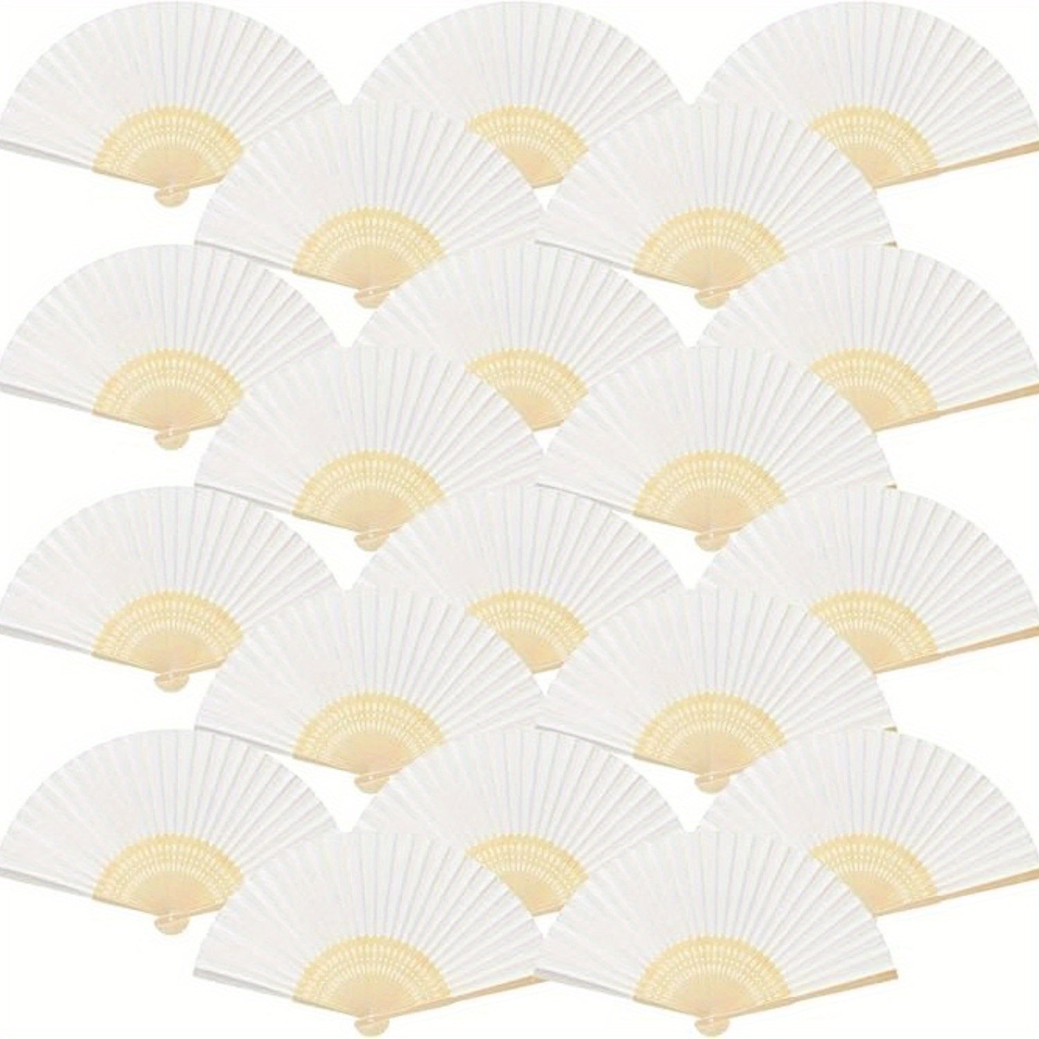 20/50/65pcs White Handheld Paper Fan Paper Folding Fans with Bamboos for Wedding Gift, Party, Cosplay, Dance Practice