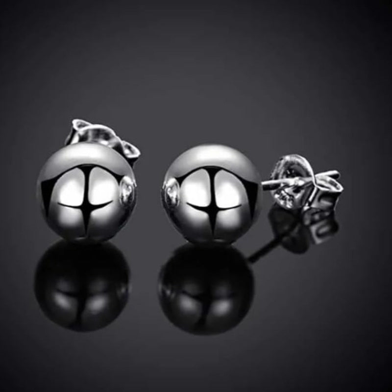 S925 Sterling Silver Stud Earrings Simple Design Ear Piercing Jewelry Decoration Daily Wear10mm Jewelry for Women Gift