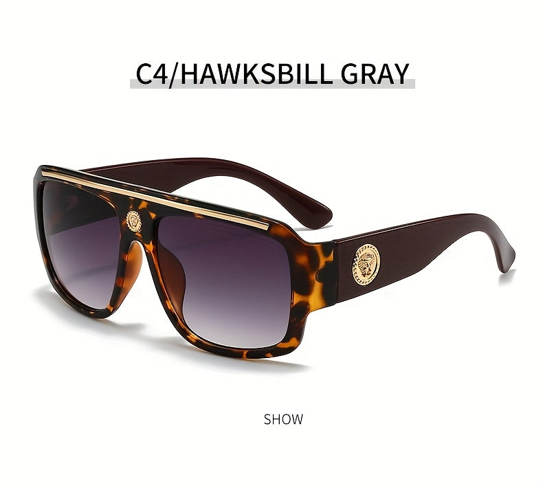 2 Pairs Of Men's Cyberpunk Square Fashion Glasses - Black Golden Metal Decoration, Lightweight Daily Wear Lenses, Street Trend Gifts, Luxury Polished Accessories, Fashion Glasses, Durable Daily Glasses