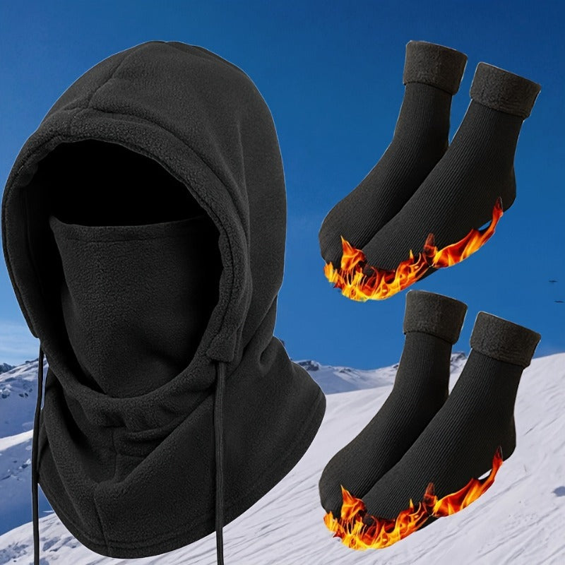 A complete set of winter hats, headwear, scarves, gloves and thermal socks | Outdoor skiing / cycling / daily commuting | Outdoor enthusiasts | Hat category | Winter warm headgear, outdoor windproof hats, full-face cold-proof hats