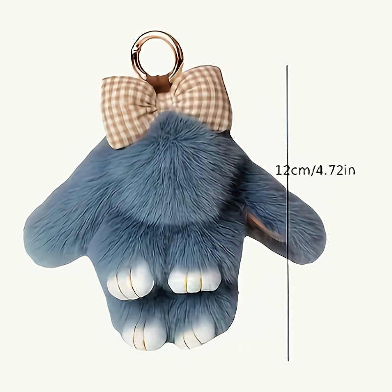 4pcs Christmas Gift Bunny Keychain - Soft Fluffy Pastel Keyrings, Cute Rabbit Plush Pendant Bag Charm for Women, Valentine's Gift,, Everyday Carry - Bunny Accessories, Mother Gift Item, Whimsical Accessory, Soft Texture, Present, Cartoon Accessory