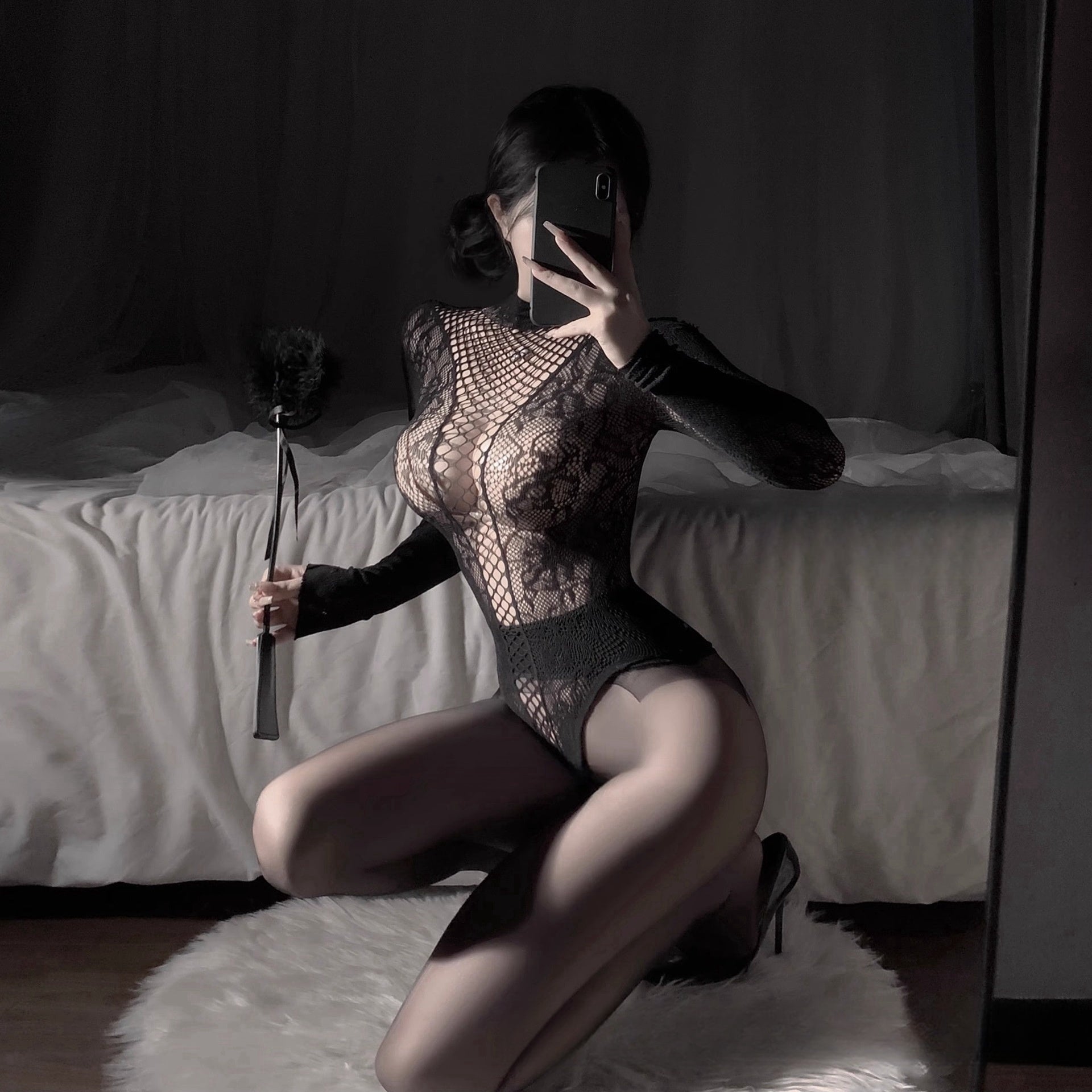 T-1999 Sexual Affection, Lingerie, Pure Lust, Style, Pajamas, Uniforms, Cut-out One-piece Netting