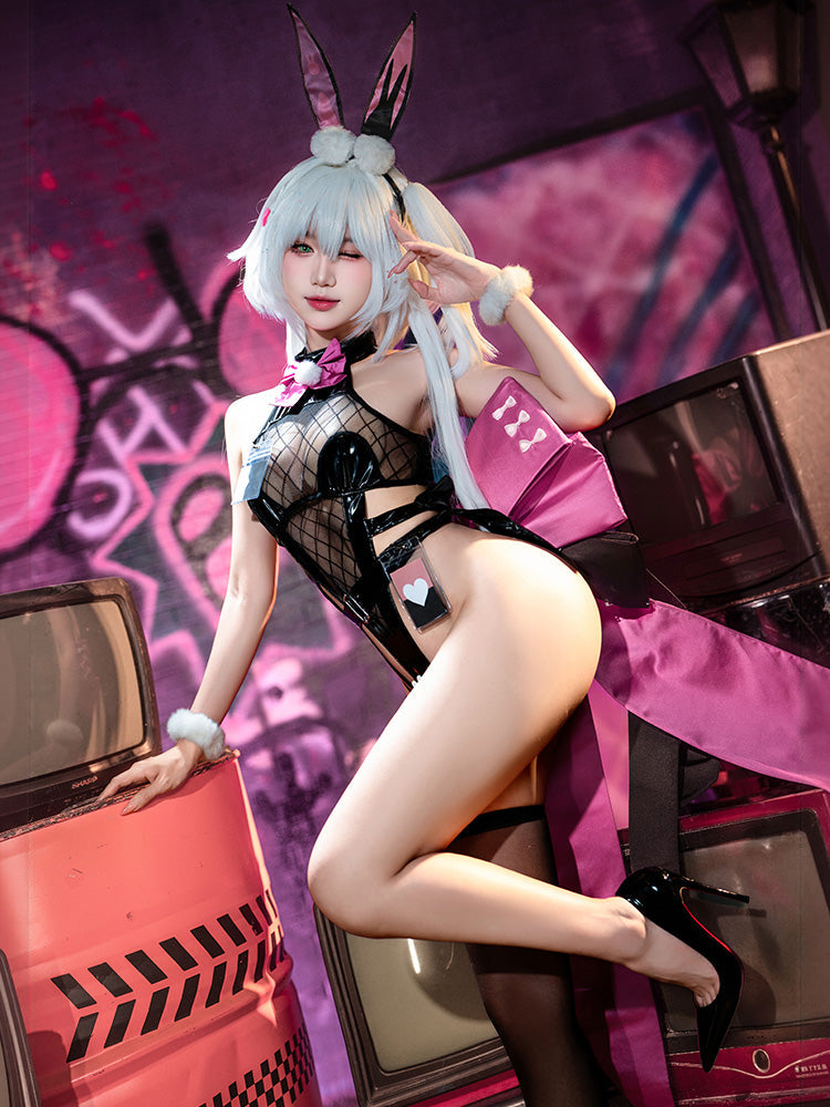 M-ZY36 Sexy Crossover Front × Nagling Collaboration Cosplay Set - Bunny Girl Uniform with Open Crotch & Easy Access