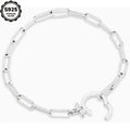 925 Sterling Silver Women's Parker Link Bracelet, Paper Clip Chain, Iconic Buckle, Elegant and Luxurious. Perfect for Daily Gifts for Wives, Family, and Friends - Parties