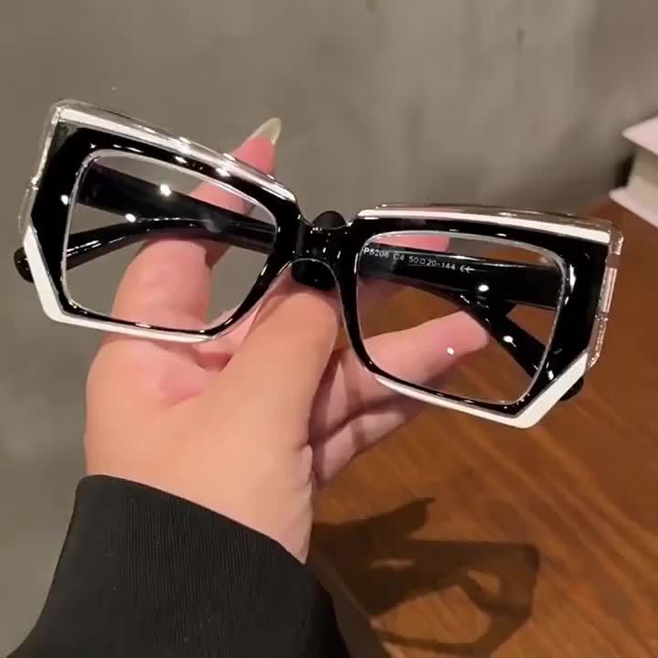 VIUIRNKA Women's Glasses, Trendy Cat Eye Frame with Transparent PC Lens, Blue Light Blocking Computer Glasses, Lightweight Color Block Fashion Eyewear with Case, Cool  Style, Quality Event Wear, Trending Holiday Gifts