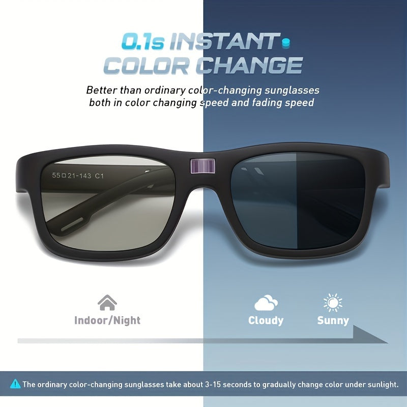 Polarized Photochromic, UV400 Protection, Quick Color Change, Lightweight & Durable, Perfect For Driving Fishing Casual Wear, Spring & Summer Outdoor Activities, Sports Style