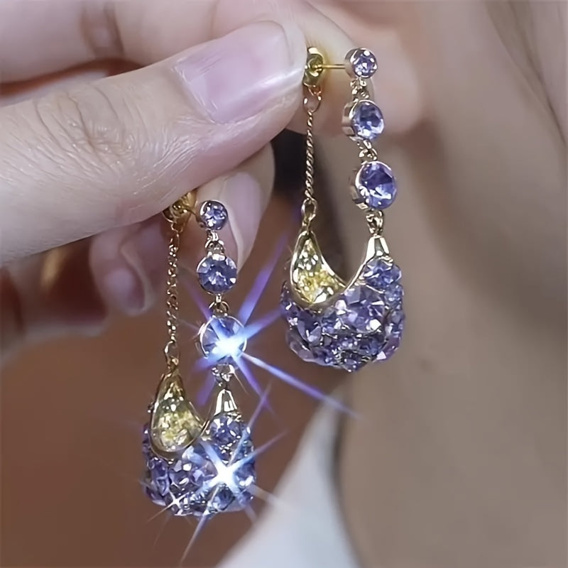 [Elegant Purple Earrings] Vintage-Inspired Elegant Purple Basket Drop Earrings | 925 Posts, Perfect For Casual Attire & Gifting