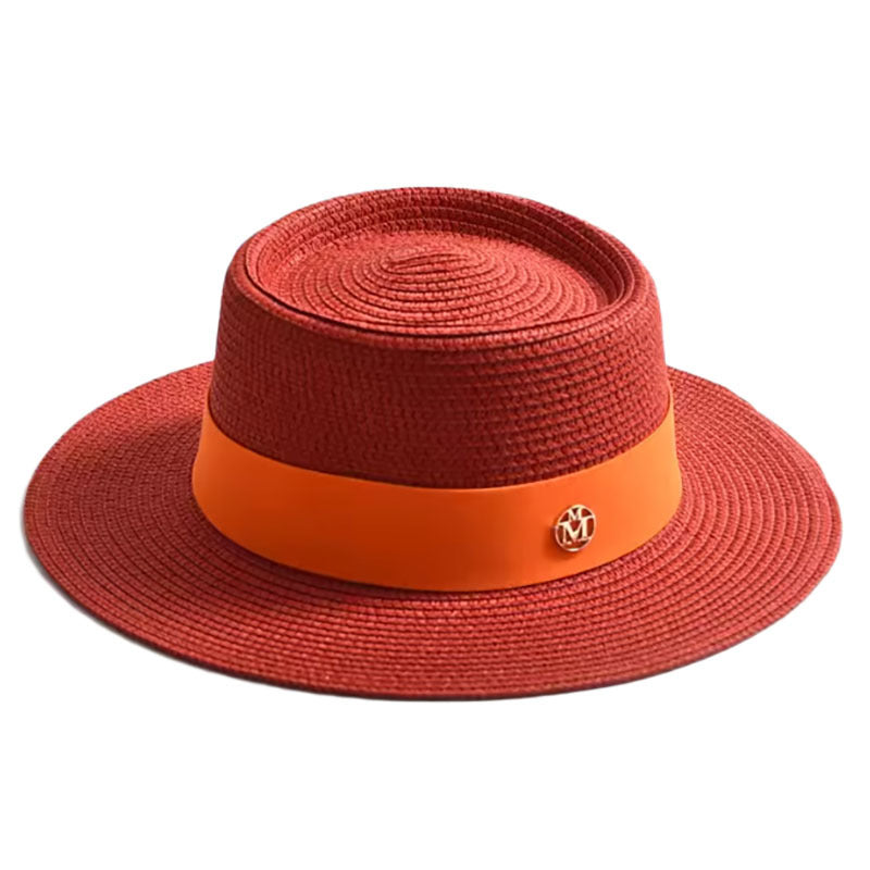 Spring and Summer Foldable Straw Hat for Men and Women, Beach Vacation Sun Hat, Concave-top Jazz Hat, Fedora