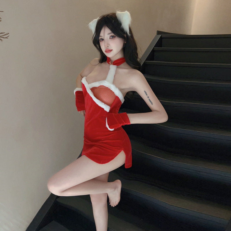 T-1098   Erotic lingerie cheongsam uniform temptation bed passion clothes sexy christmas dress nightclub