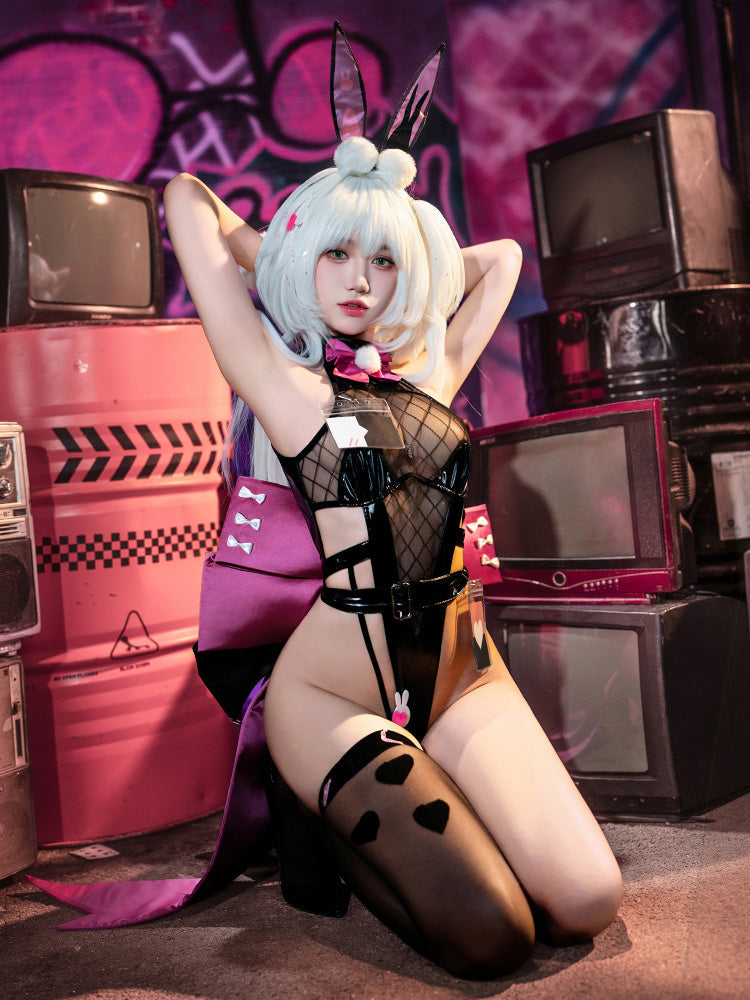 M-ZY36 Sexy Crossover Front × Nagling Collaboration Cosplay Set - Bunny Girl Uniform with Open Crotch & Easy Access