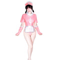 F-239 Sexy Lingerie: Nurse & Maid Style, Patent Leather, Pink, High-end Cross-border, Innocent-Sexy, Cute, Anime-inspired, Backless with Gloves