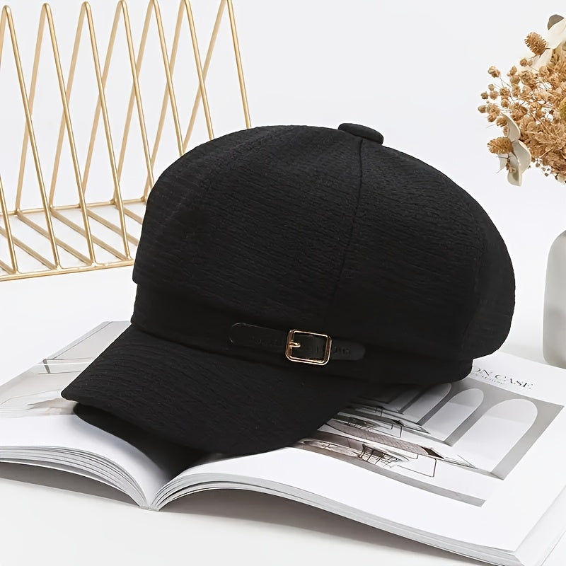 Chic And Adaptable Solid Color Newsboy Cap for Women, a Stylish Artist Hat Suitable for Any Season, Featuring a Short Brim, Perfect As a Gift