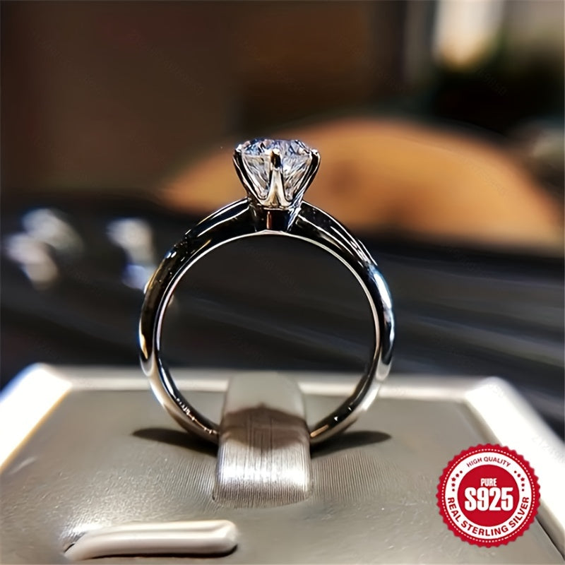 1 Exquisite 925 Sterling Silver 2-carat Ring - Timeless Design, Durable, Hypoallergenic, Comfortable, Perfect For Daily Wear - Ideal Birthday, Anniversary, New Year, Halloween, Christmas Gift, Comes With A Gift Bag
