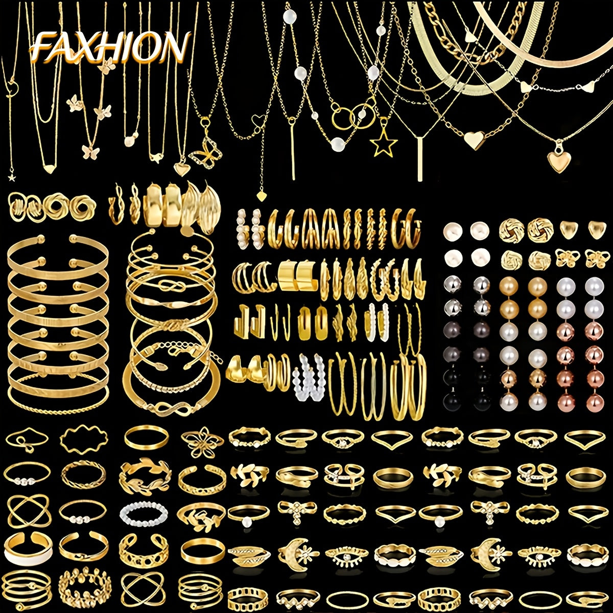 [Bohemian Jewelry Set] Random 37/47/50/71/87 Pieces Bohemian Jewelry Set, Earrings Necklaces Rings Bangles Versatile Stackable Accessories, Suitable for Daily and Festival Wear