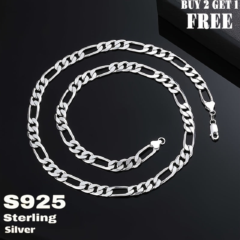 925 Sterling Silver Coarse Figaro Necklace, Retro Minimalist Design, Men'S Necklaces, Women'S Necklaces, Men'S Jewelry, Women'S Jewelry, Fashionable Jewelry Gifts, With Gift Box, Buy 2 Get 1 Free, Total Weight Of The Product(6.25g)