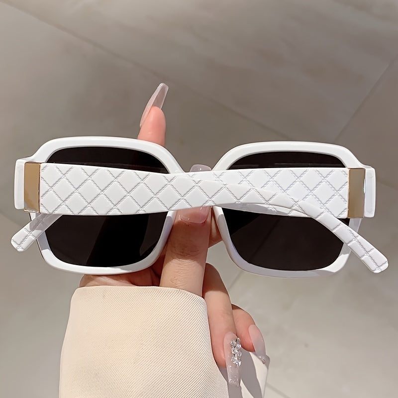 Women's Studded Geometric Fashion Glasses - Emerald UV400pcs Lenses with Lightweight Frame - Fashion Statement for Beach/Vacation/Travel - Includes Protection Case, Versatile Daily Accessory