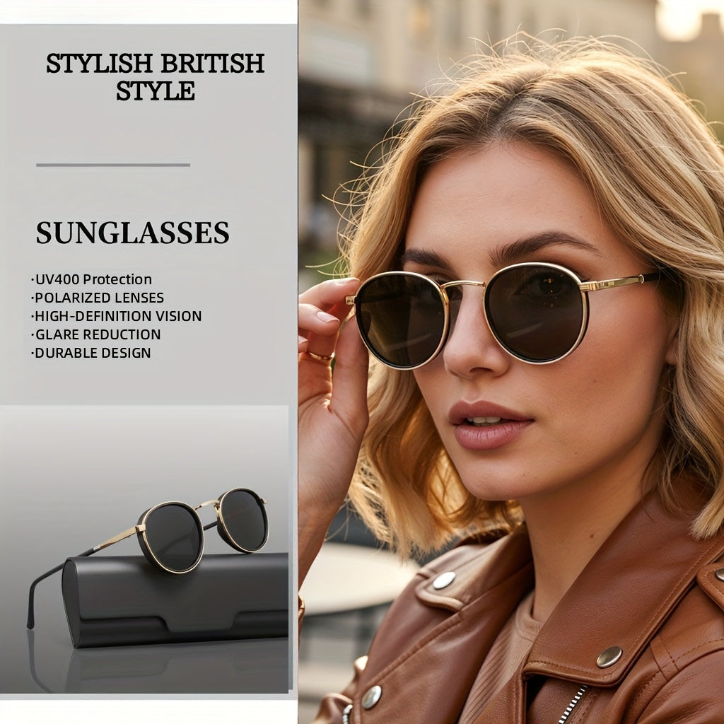 Viuirnka Round Metal Sunglasses, Protection for Men And Women, Lightweight TAC Lens Eyewear with Durable Case for Driving, Fishing, Travel, Hiking.