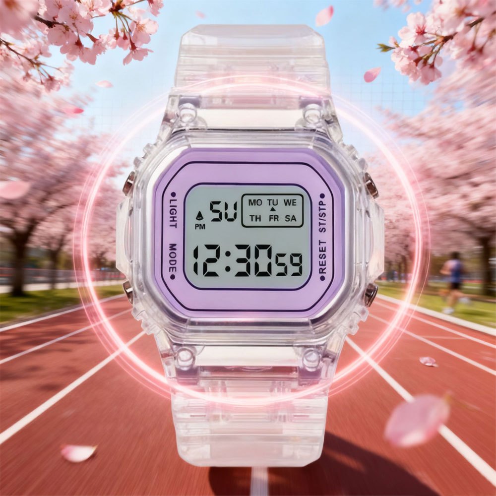 Transparent Square Digital Watch Compatible for & - Retro Clear Case Multi-Function LED Smartwatch with Movement, Square Face & Strap - Trendy Wristwatch for Daily Use, Sports, Casual & Professional -
