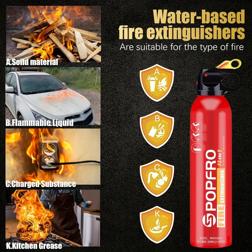 Portable Fire Extinguisher | Home, Garage, Kitchen,  Four-in-One  Fire Extinguisher | for Electrical, Textile And Oil Fires | Non-toxic, Easy to Clean | Wall-mounted