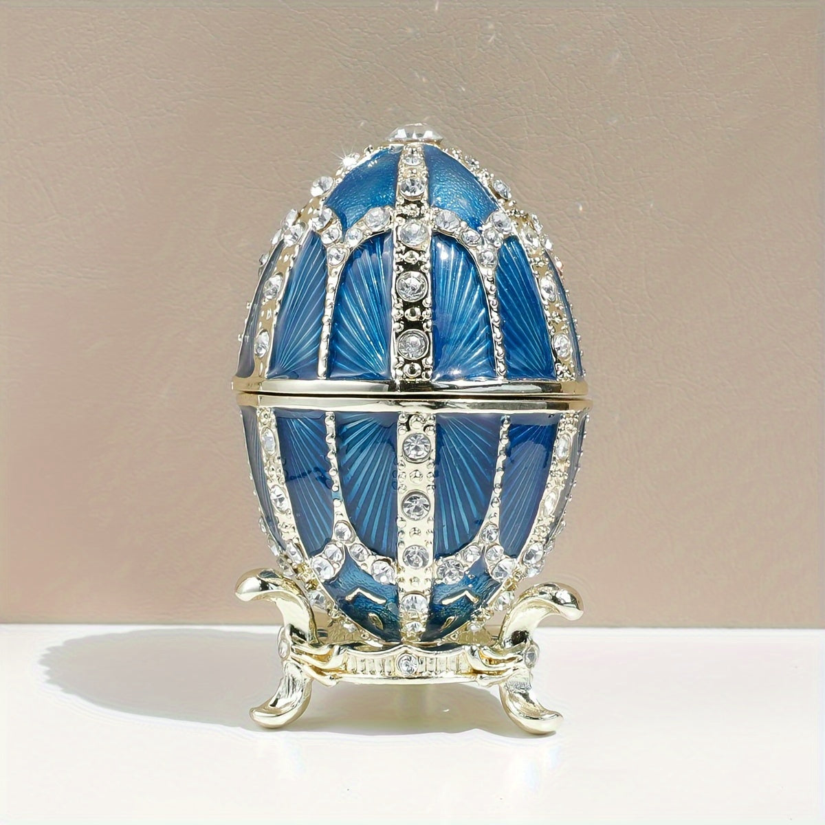 Elegant  Enameled Faberge-Style Jewelry Box - Magnetic Closure, Metal Trinket Organizer for Necklaces, Watches & Accessories - Perfect Home Decor Gift