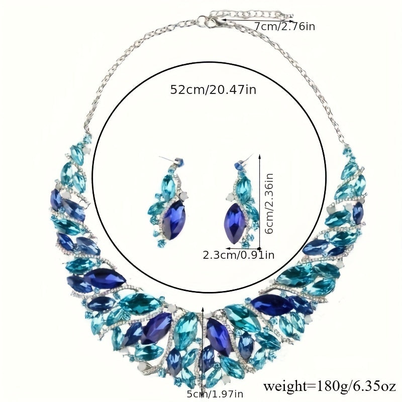 Sophisticated Jewelry Set Featuring a Necklace And Earrings, Adorned with Rhinestones, Perfect for Bridal Parties, Showcasing a Vintage And Luxurious Retro Style
