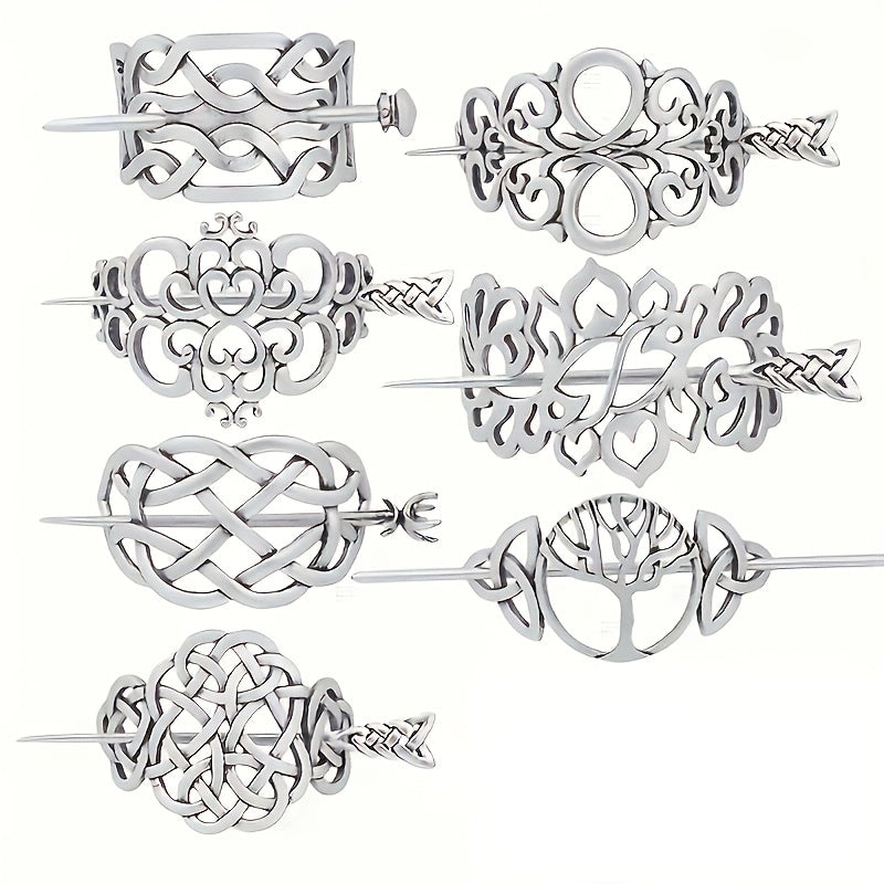 7pcs Of Vintage Viking Tree Of Life Hair Clips, Viking Hair Clips, Celtic Hair Clips, Slide Rails, Accessories, Jewelry Gifts