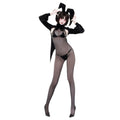 F-242 Shimmering Leather Bunny Girl Sexy Lingerie Halloween Set: Black Headband, Tuxedo-style Bodysuit