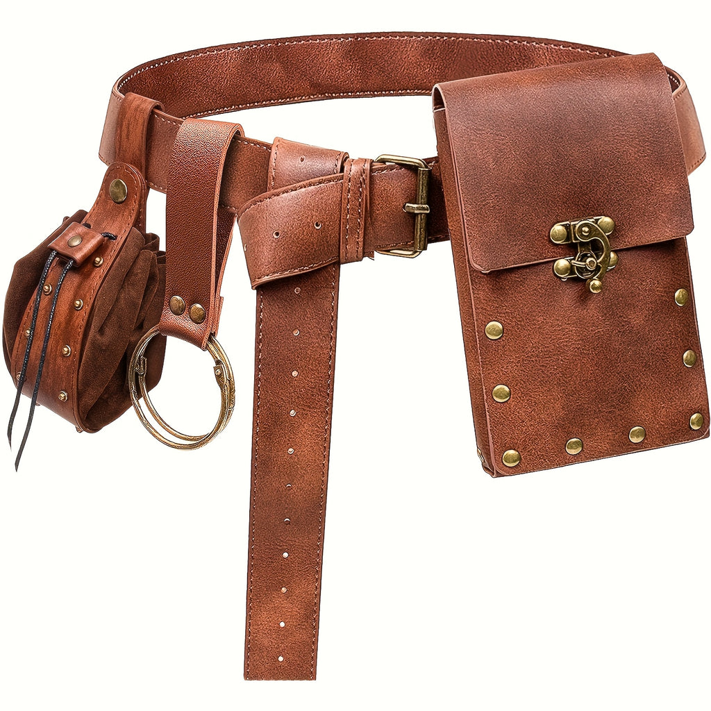 3pcs Set Renaissance Belt Pouch Coin Purse Skirt Hike Set Medieval Festival Costume Halloween Accessories Casual Fanny Pack Waist Bag