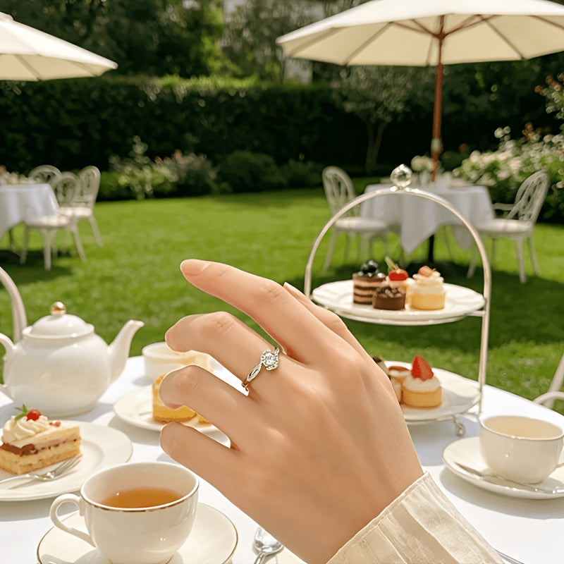 Elegant 925 sterling silver ring, hypoallergenic, celestial symbol, suitable for daily and gift occasions, Valentine's Day jewelry, with a perfect hollow design for personality