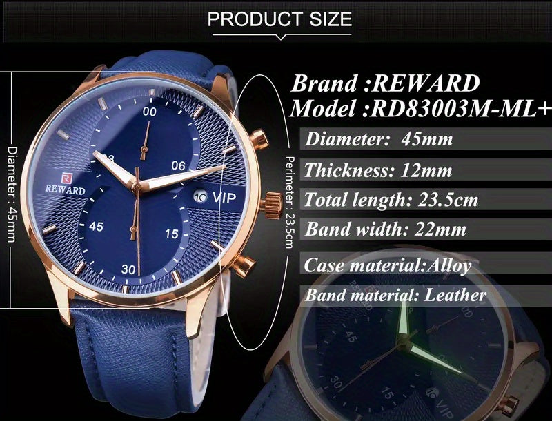 [1pc Men's Watch] 1pc Men's Black Golden Quart Watch | PU Leather Strap, with Gift Box