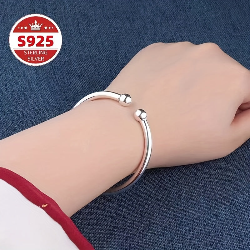 Two Pieces of S925 Sterling Silver Open Round Pearlescent Garlic Fashion Simple Bracelet, Suitable for Daily Wear And Gifts, Women'S Jewelry Valentine'S Day Carnival Mother'S Day Perfect Gift for Friends