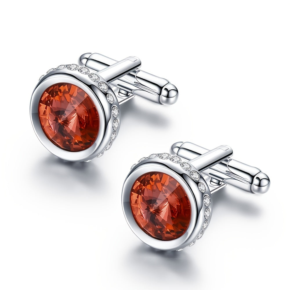 Elegant Cufflinks for Men, French Shirt Business Wedding Cuff Links, Sparkling Suit Accessories, White Blue Red Purple 4-Color Options, Gift for Him