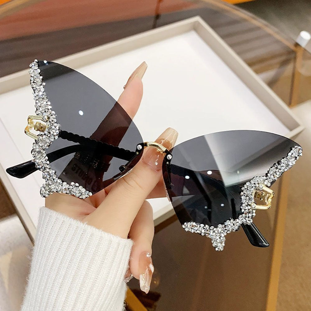 1pc Butterfly Rhinestone Rim Women's Fashion Glasses - Sparkling Decorative Eyewear with PC Lens for Parties, Events & Photo Shoots, Event Accessories | Glamorous Glasses | Elegant Design