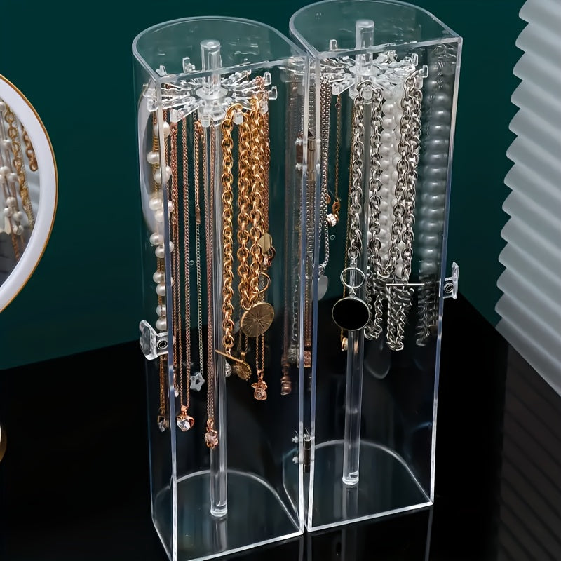 1pc Clear Acrylic Jewelry Display Stand - Dustproof Necklace & Bracelet Organizer with Shelves, Durable Lightweight Case Suitable for Necklaces, Bracelets, Earrings, Rings, Salon, Boutique Use