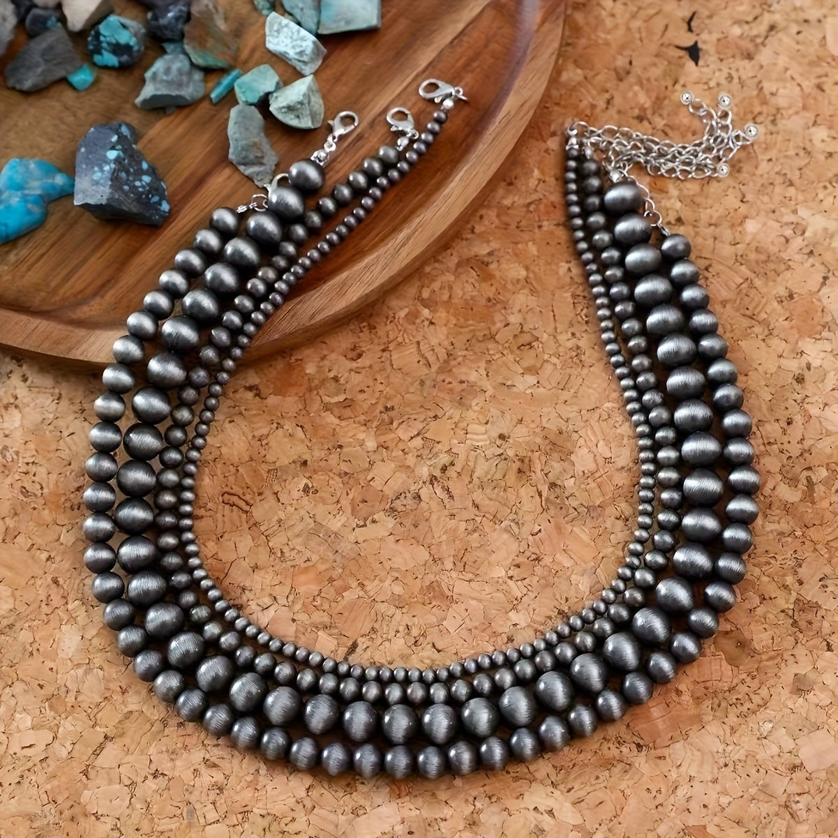 Set of 4 Layered Beaded Necklaces in a Western Country Style for Women, Ideal for Easy And Versatile Fashion
