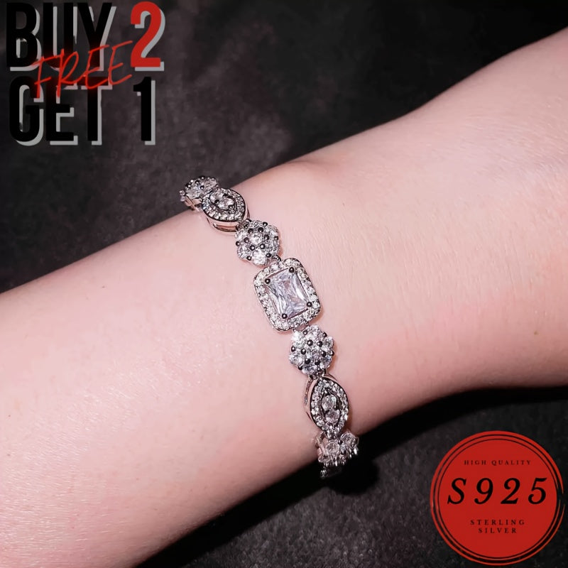 925 Sterling Silver Artificial Diamond Bracelet for Men and Women, Italy Fashion Jewelry with Gift Box, Multi-Size Necklaces - Birthday, Party, Holiday Gifts for Boyfriend, Girlfriend, Wife, Husband (Buy 2 Get 1 Free)