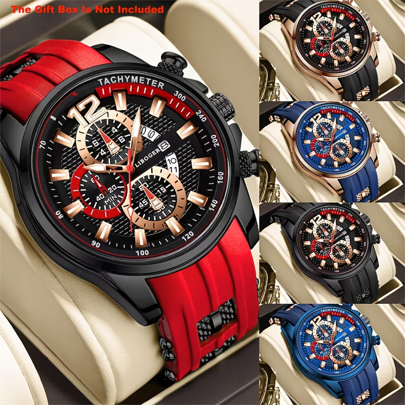 1pc Men'S Fashion Casual Quartz Watch, Silicone Strap, Date Display - Stylish Casual Wristwatch for Casual Attire, Casual Wristwatch | Sporty Watch Design | Quartz Movement, Thanksgiving, Christmas The Perfect Gift Reloj Para Hombre.