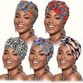 5pcs Women' African Turban Headwraps Suitable for Bohemian Knot Headbands, Pre-Knotted Beanie Hair Covers with Multicolor Knots, Daily Wear & Special Occasions, Cultural Hair for Parties, Weddings,
