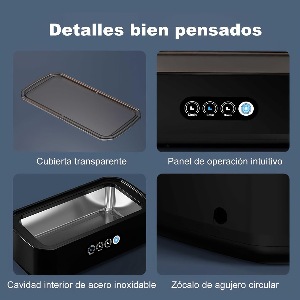 Sound Technology Jewelry Cleaning - Adjustable Mode - 50Khz High Frequency Vibration, Portable Stainless Steel Ring, Watches, Glasses, Jewelry Cleaning, Chemical Free, Watch Care Equipment | Comes with Cleaning Cloth
