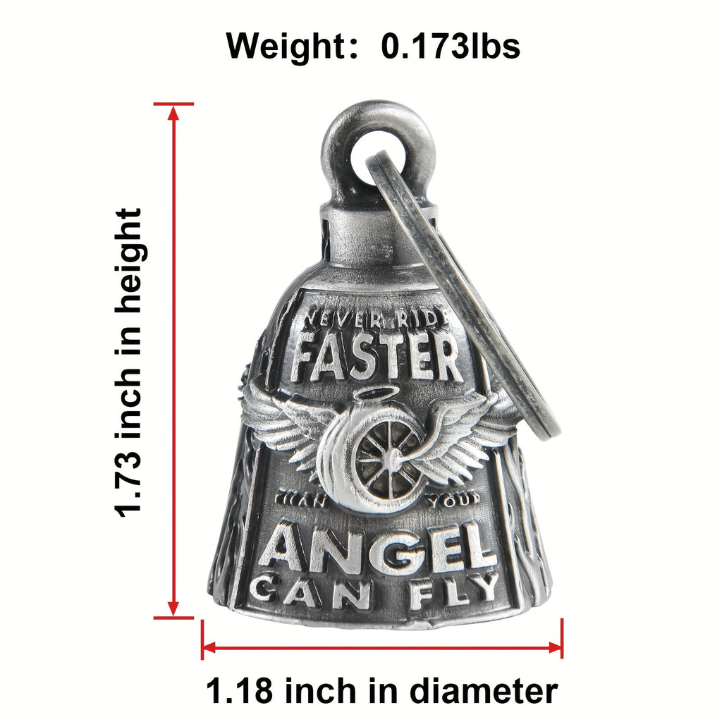 Cremlin/Cuardianbell, Wheel with Wings Motorcycle Bell, Motorcycle Key Chain for Bikers Women Men W/Hanger Biker, Bell for Riders, Good Luck Riding Bell SpiritBell Moto Accessories