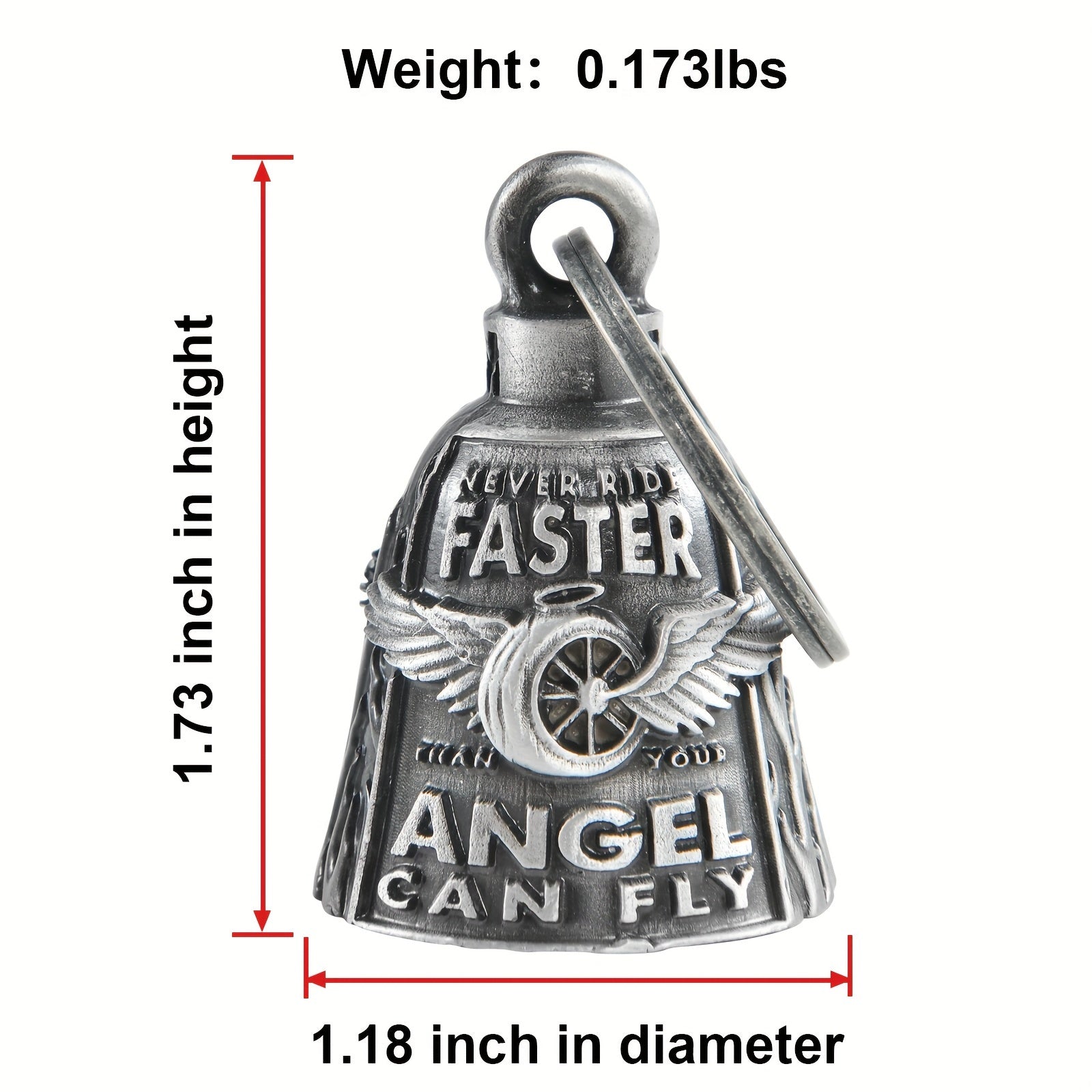 Cremlin/Cuardianbell, Wheel with Wings Motorcycle Bell, Motorcycle Key Chain for Bikers Women Men W/Hanger Biker, Bell for Riders, Good Luck Riding Bell SpiritBell Moto Accessories