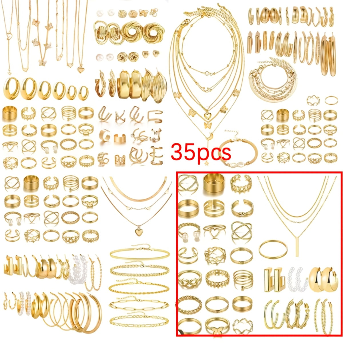35/ 54/ 58/ 68pcs Set Elegant Retro Style Imitation Pearl Butterfly Heart-shaped Star Moon Suitable for Women's Daily Wear Send Sisters Send Friends Holiday Gifts