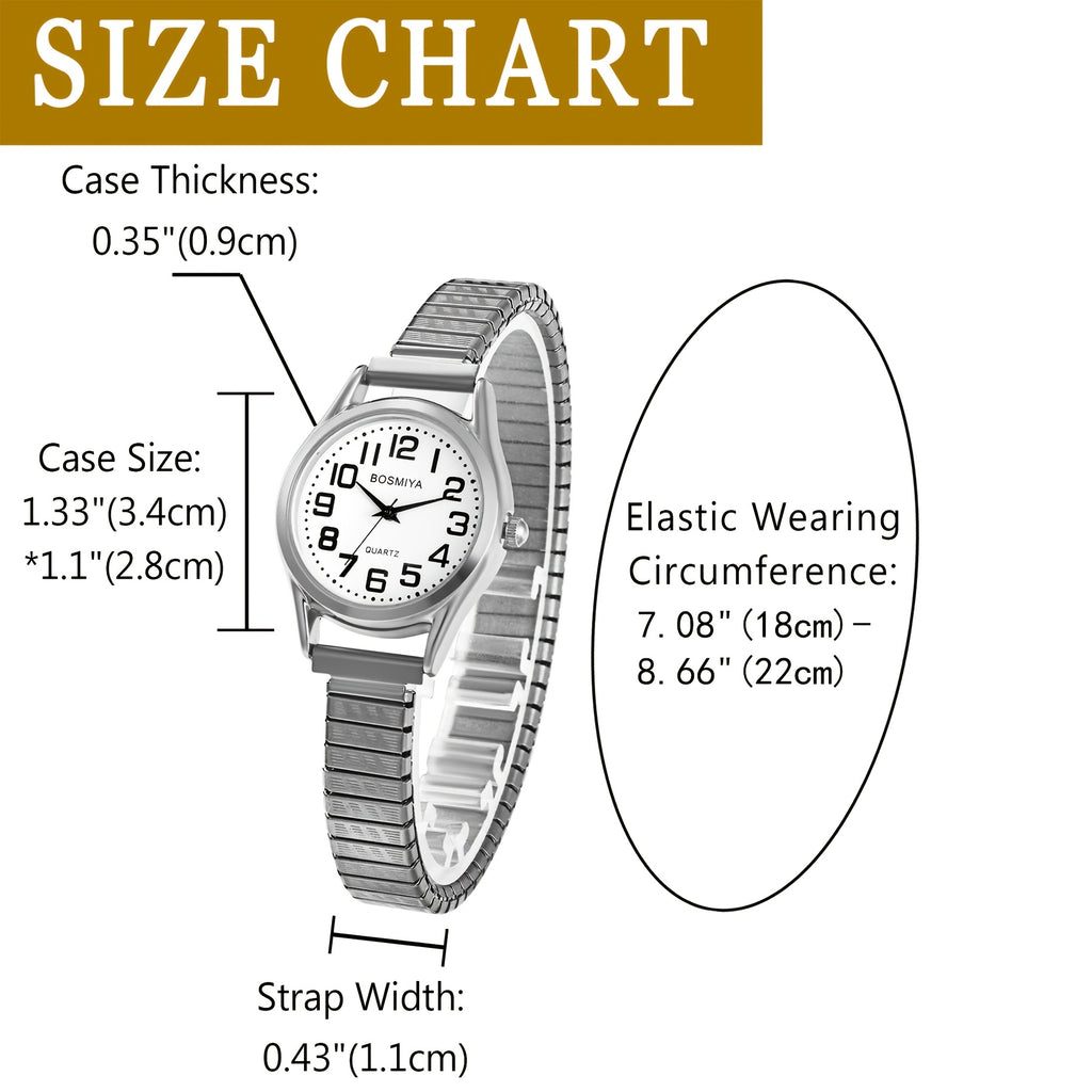 Analog Quartz Elastic Watch, Stretch Wristwatch, Round Case, Expandable Strap, Large Arabic Numerals Scale Dial, Clear And Easy to Read, Suitable for Daily Casual Business Wear, Birthday Christmas Gift Suitable for teens
