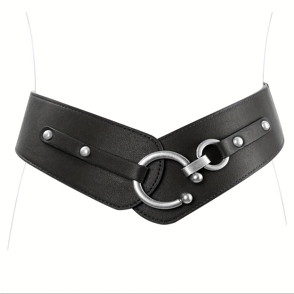 SUOSDEY 1pc Women's Fashion Retro Wide Elastic Belt with Interlocking Buckle Halloween Belt Match Day Fan Gear for Football All Fans