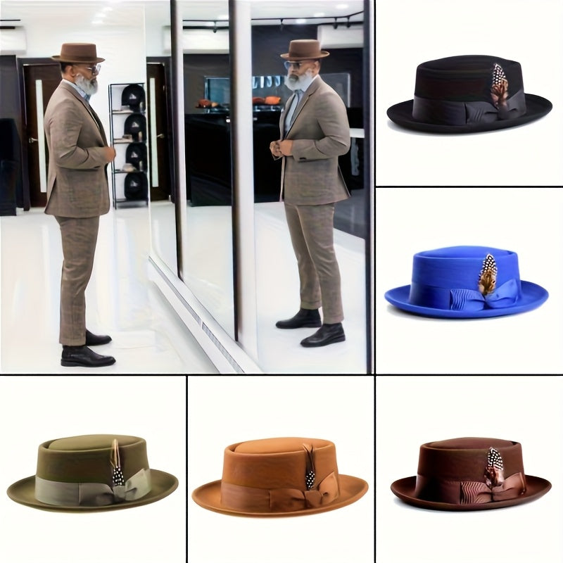 Premium Cashmere Wool Felt Hat - Suitable for Formal Parties, Christmas Gifts, Fedora Hats for Men, Weddings, Jazz Hats, Holiday Parties, Men's and Women's Top Hats, Autumn/winter Wide-brim Cashmere Wool Felt Hats, Exquisite Satin Bow Decoration.