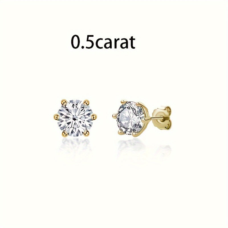 [Christmas Gifts] 0.5-3 Ct Moissanite Stud Earrings, 925 Sterling Silver, High Quality Christmas Gifts, Total Weight of The Product (1.39G)