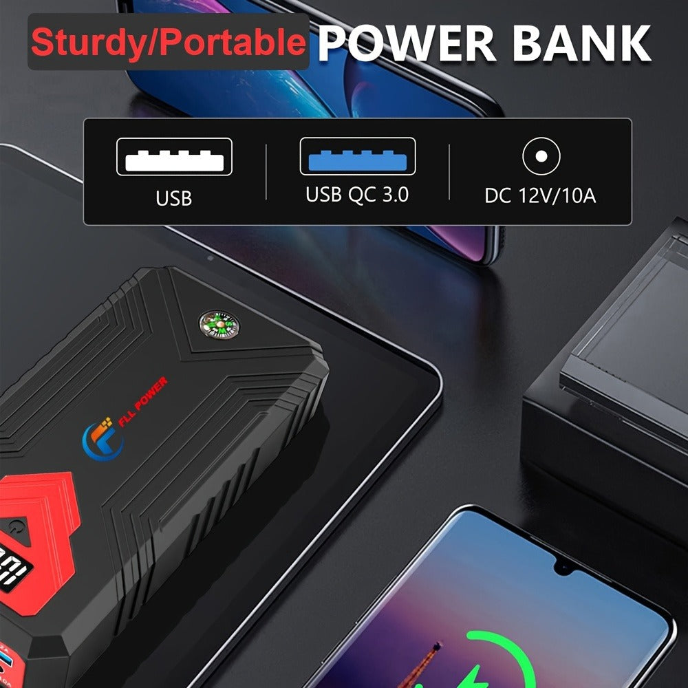 [Portable Power Bank] Jump Starter Power Pack, 1600A/3000A/3500A Car Battery Booster 12V Portable Car Jump Starter Power Bank for Gas N Diesel Cars, with USB Charge Ports And LED Flashlight